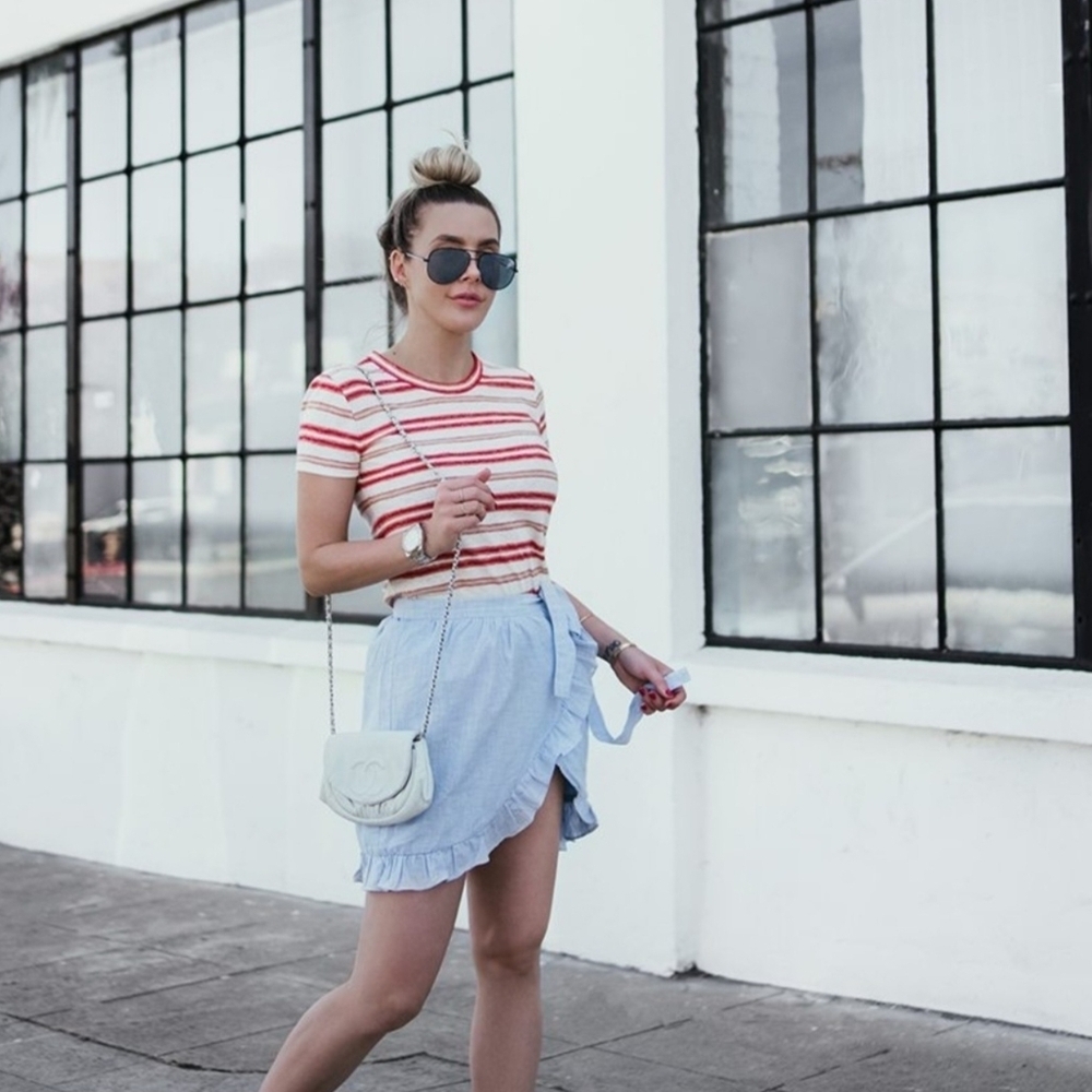 Madewell Meadow Wrap Mini Skirt, Powder Blue Size 4